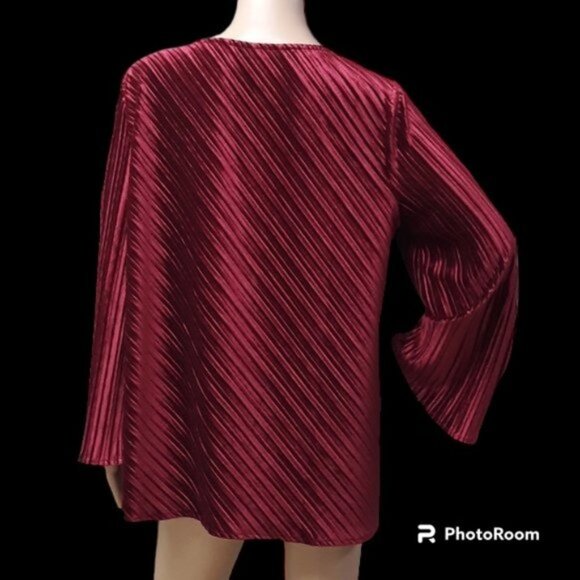 Alfani Long Sleeve Velvet Tunic Blouse Large - Picture 3 of 8